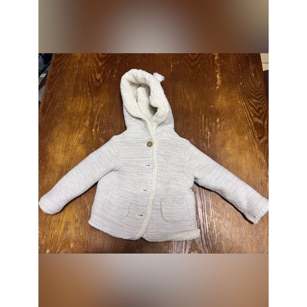 Carters boys 24M Cozy Heavyweight Winter Button Down Hooded Faux Fur Sweater